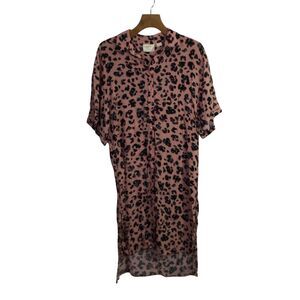 Maeve by Anthropologie Women's Tunic Blouse Animal Print Duster Pink Size M